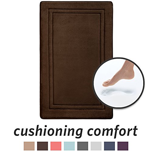 MICRODRY Quick Drying Memory Foam Framed Bath Mat with GripTex Skid-Resistant Base, 21x34