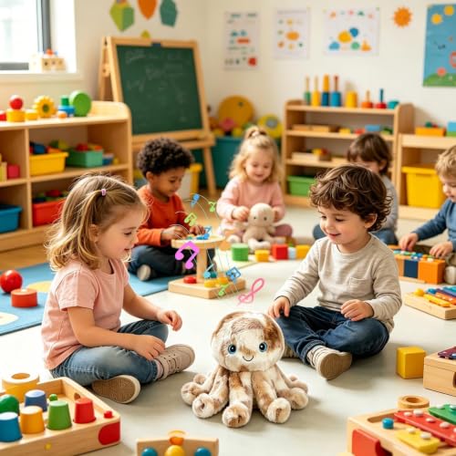 Peluche musicale interactive pieuvre sensorielle pour éveil de bébé - 2