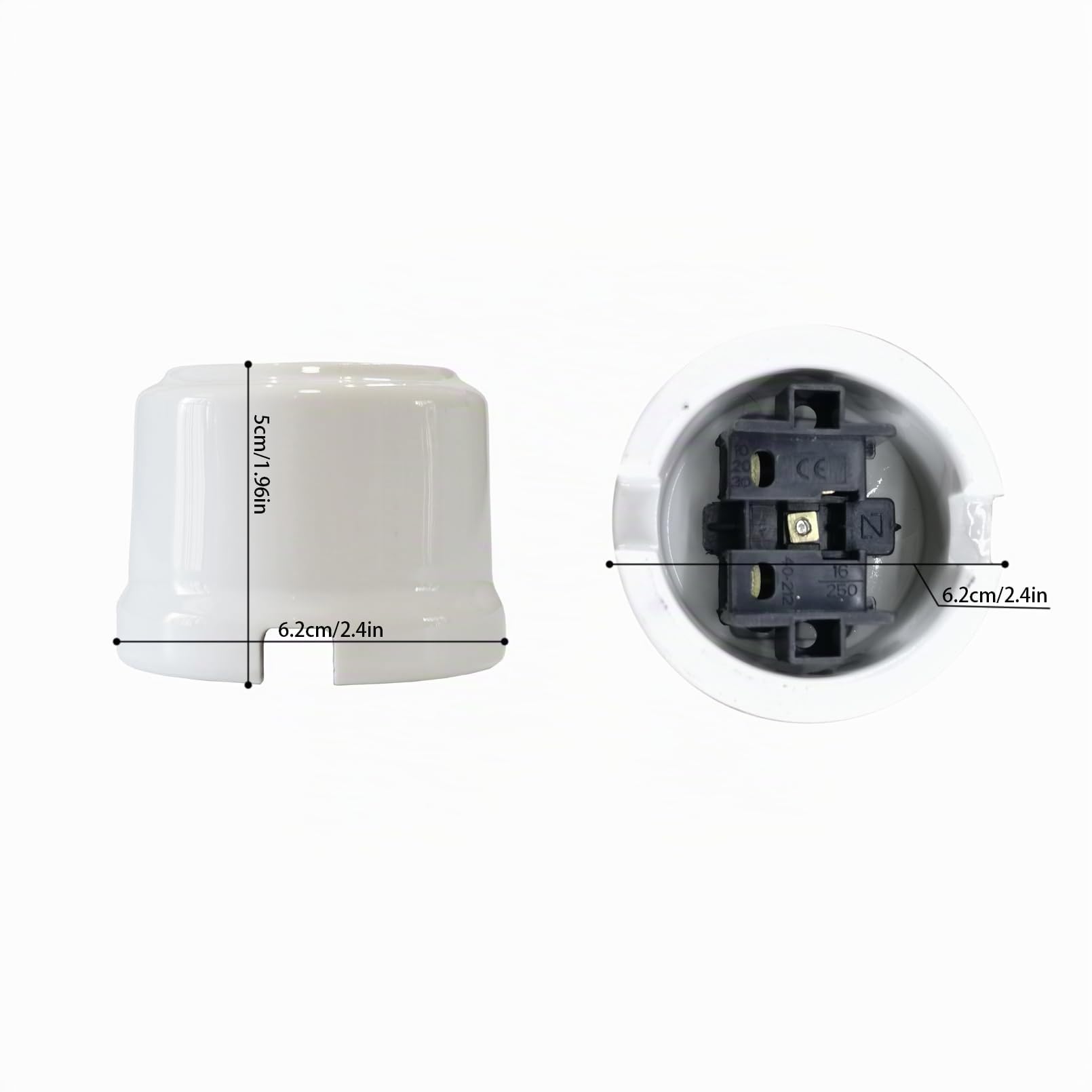 3 Prise de Courant en Porcelaine Blanche Vintage16A,250V