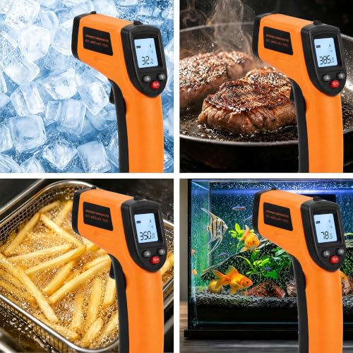 Image of Digital Infrared Thermometer Gun for Cooking,BBQ,Pizza Oven, Infrared Thermometer Laser with Backlight,-58℉~712℉(-50℃~380℃) Handheld Non Contact Heat Laser Temperature Gun (Not for Human)