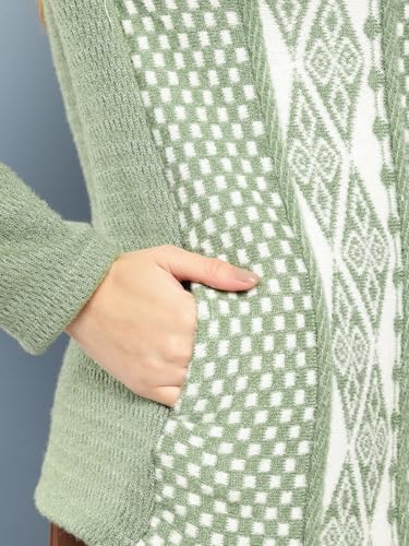 Image of Aarika Womens Winter Wear Maroon Colour Geometric Woolen Cardigan