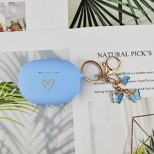 Coque Beats Studio Buds 2021 silicone souple bleu ciel cœur
