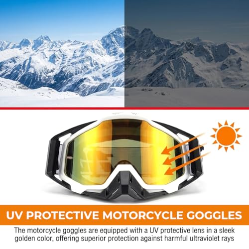 Image of PROBEROS Dirt Bike Goggles, Motorcycle Riding Goggles UV Protection Motocross Glasses for Motorcycle Helmet Riding Anti-Fog Windproof Comfort Fit