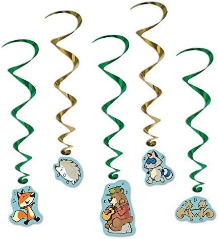 Beistle Club Pack Woodland Friends Outdoor Party Theme Printed Character Whirl, Box of 30 Assorted Whirls
