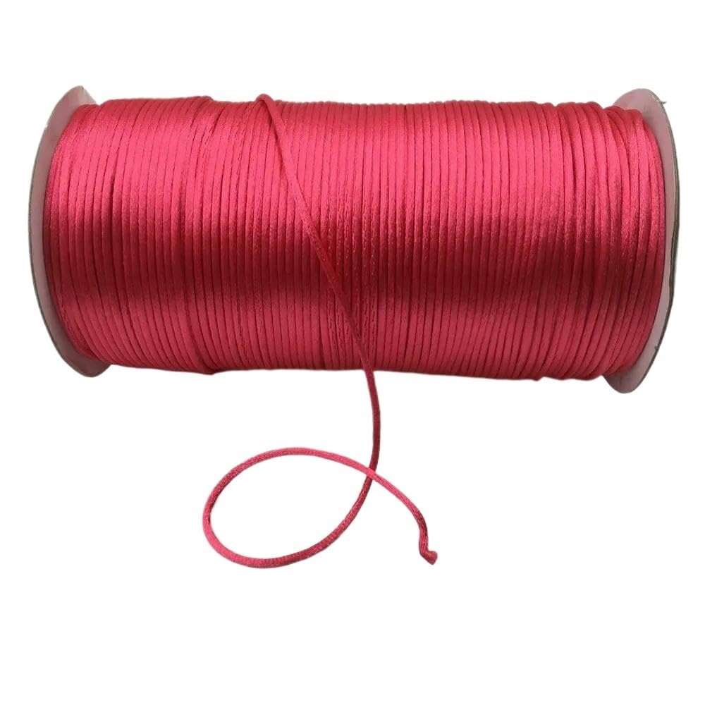 Sznurki do koralików, Pleciony sznurek do makramy 2mm wielokolorowy 10-225m(Shocking Pink 106,225meters whole roll)