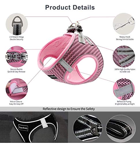 Image of KUTKUT Adjustable Vest Harness with Leash Set 2021 Newest Style | Soft Mesh Breathable Step-in Reflective | for Small-Medium Dogs & Cats (Size: XL, Adjustable Chest: 46-52cm, Pet Weight 7-10Kg)