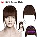 Produktbild Clip in Pony 100% Remy Echthaar Fringe One Piece Haarteil Extension Verlängerung Tempel Bang natürliche glatt Mittelbraun#4-3 Pony-25 g