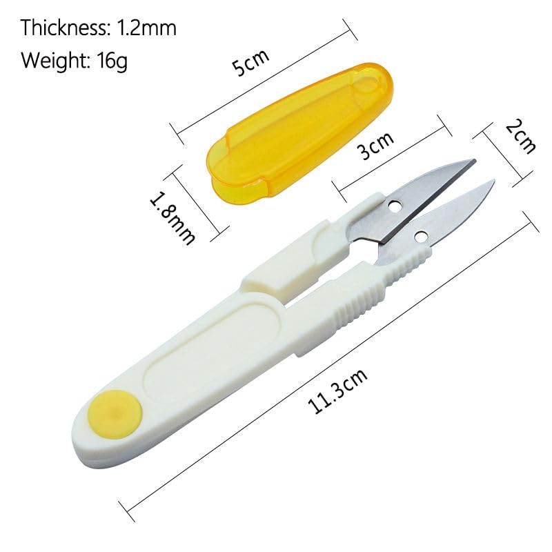 Image of Prabhas Designs U-Shaped Portable Plastic Small Yarn Scissors with Transparent Cover, Thread Cutter for Embroidery, Fabric, Paper, Quilting, Scrapbooking, Dressmaking, Handwork (1)