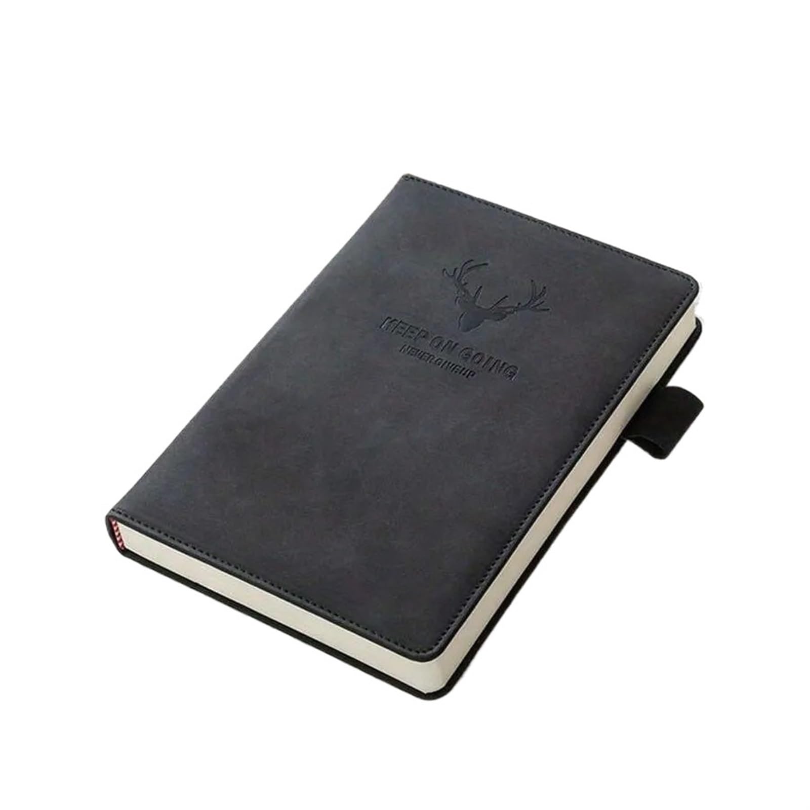 Notizbuch Softcover A5 verdicktes Hirschkopf-Notizbuch, Business-Notizblock aus weichem Leder mit horizontalen Linien, Schreibwaren, Schule, Bürobedarf(Black)