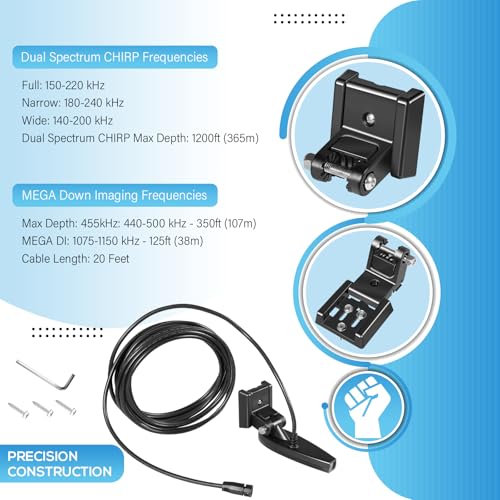 Image of 710295-1 XNT 9 HW MDI 75 T Transom Transducer Fits for Humminbird Helix 7 /8 (MEGA Down Imaging) Dual Spectrum Chirp with Temperature Transom Mount Transducer, Black