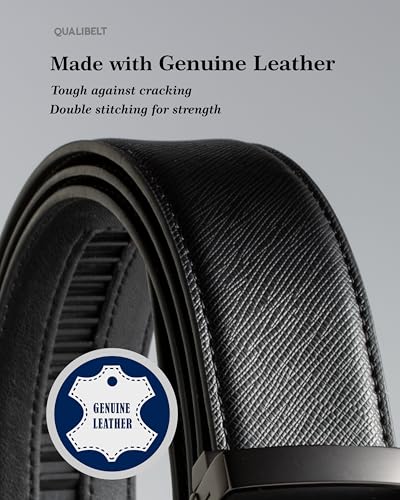 Ratchet Belt for Big and Tall Men, Adjustable Leather Belt Slide Buckle, Plus Size 1.38" Trim-to-Fit No Belly Pinch3