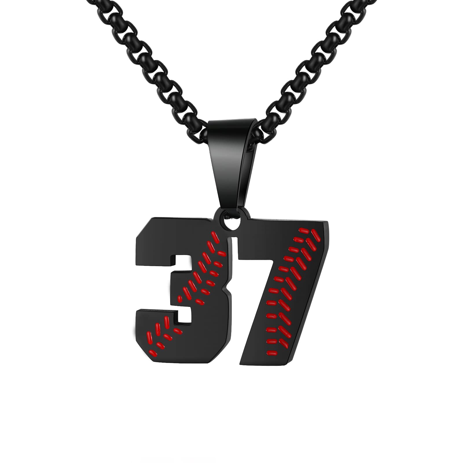 AIAINAGI Baseball Number Necklace - Stainless Steel Chain Pendant for Men Athletes 00-99 Jersey Number Gift