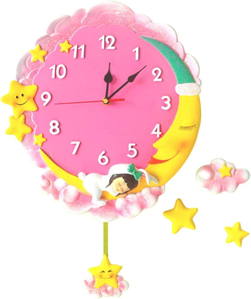 Wall Clock,Resin Wall Clock/Modern Baby Pendulum Clock/Silent No Ticking, Suitable for Children's Room, Living Room, Bedroom