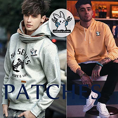 Wikineon Iron On Embroidered Patch, Cute Animal Patch "Rabbit Holding Scissor" - Appliable To Badge Iron On Sew On Emblem Patch Diy Accessories Perfect For Jackets, Clothes, Hats & Jeans #TOP5