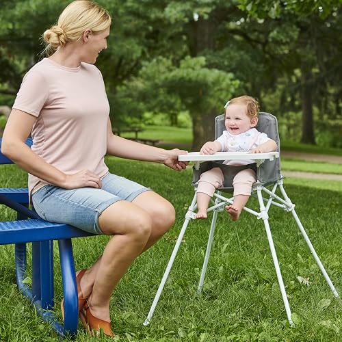 Image of Regalo My Portable High Chair, Foldable High Chair for Babies & Toddlers, Indoor /Outdoor Baby Chair, Travel High Chair with Tray & Cup Holder, Gray