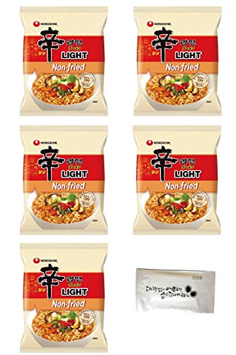 農心 辛ラーメン ライト LIGHT 5食セット お手拭き付 | 韓国 辛ラーメンの第3世代 ノンフライ 乾麺 カロリーオフ 糖質オフ 韓国食品 韓国ラーメン | 国内正規品