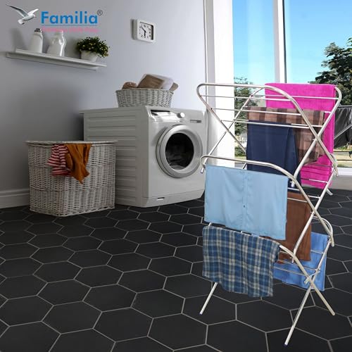 Image of Familia- Stainless Steel Clothes Drying Stand | Foldable Laundry Drying Rack | Rust Resistant Space Saving Cloth Dryer Stand for Home, Indoor, Outdoor, Balcony & Bathroom | CS 24 x 2.5 FM-SS
