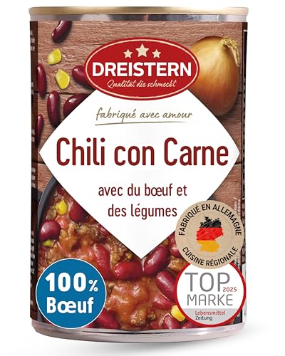DREISTERN Chili con Carne 400g - Avec bœuf & légumes
