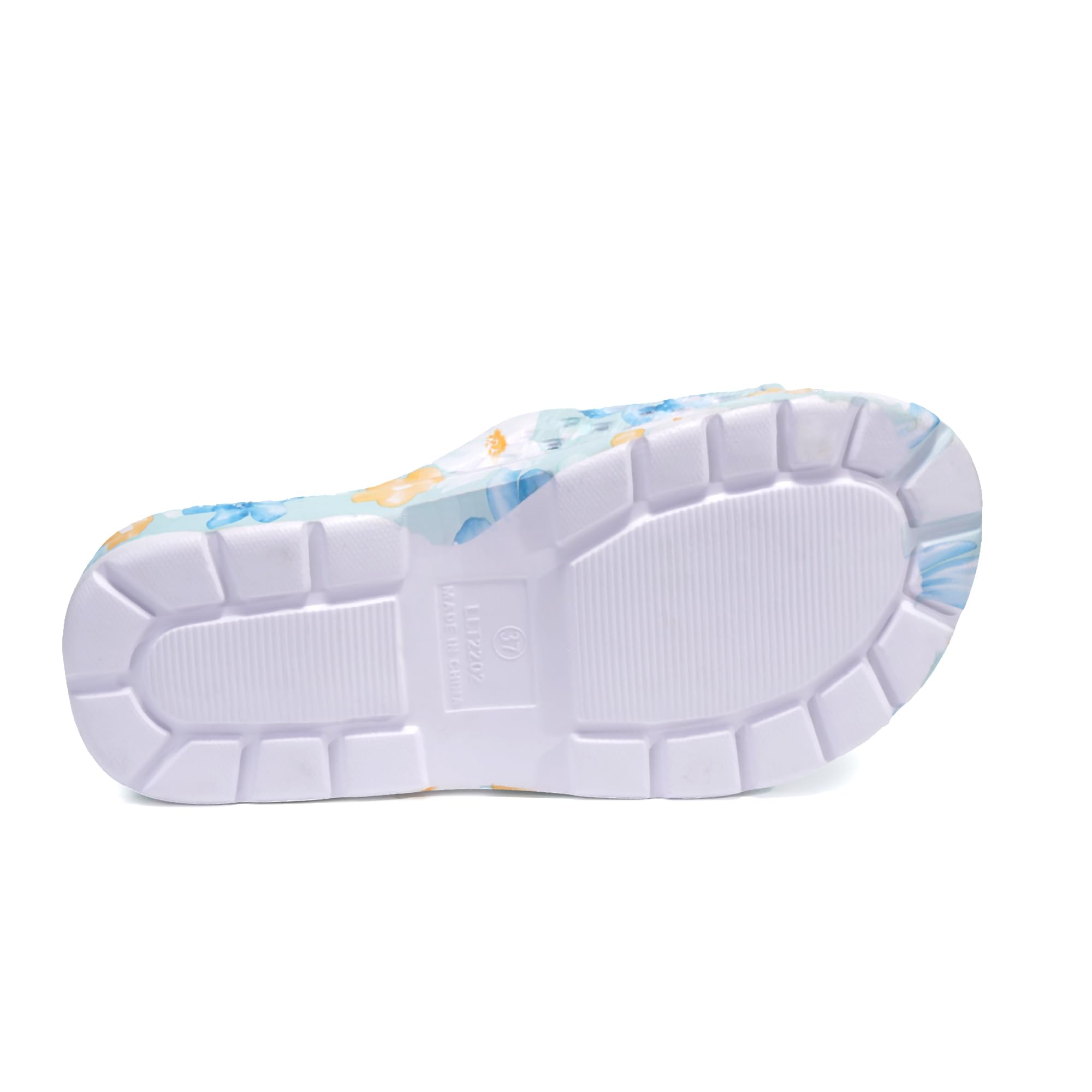 JOMIX Claquettes Femme avec Motif Floral Mules Sandales Semelle Épaisse en EVA Pantoufles de Bain Antidérapantes pour Plage Piscine Maison