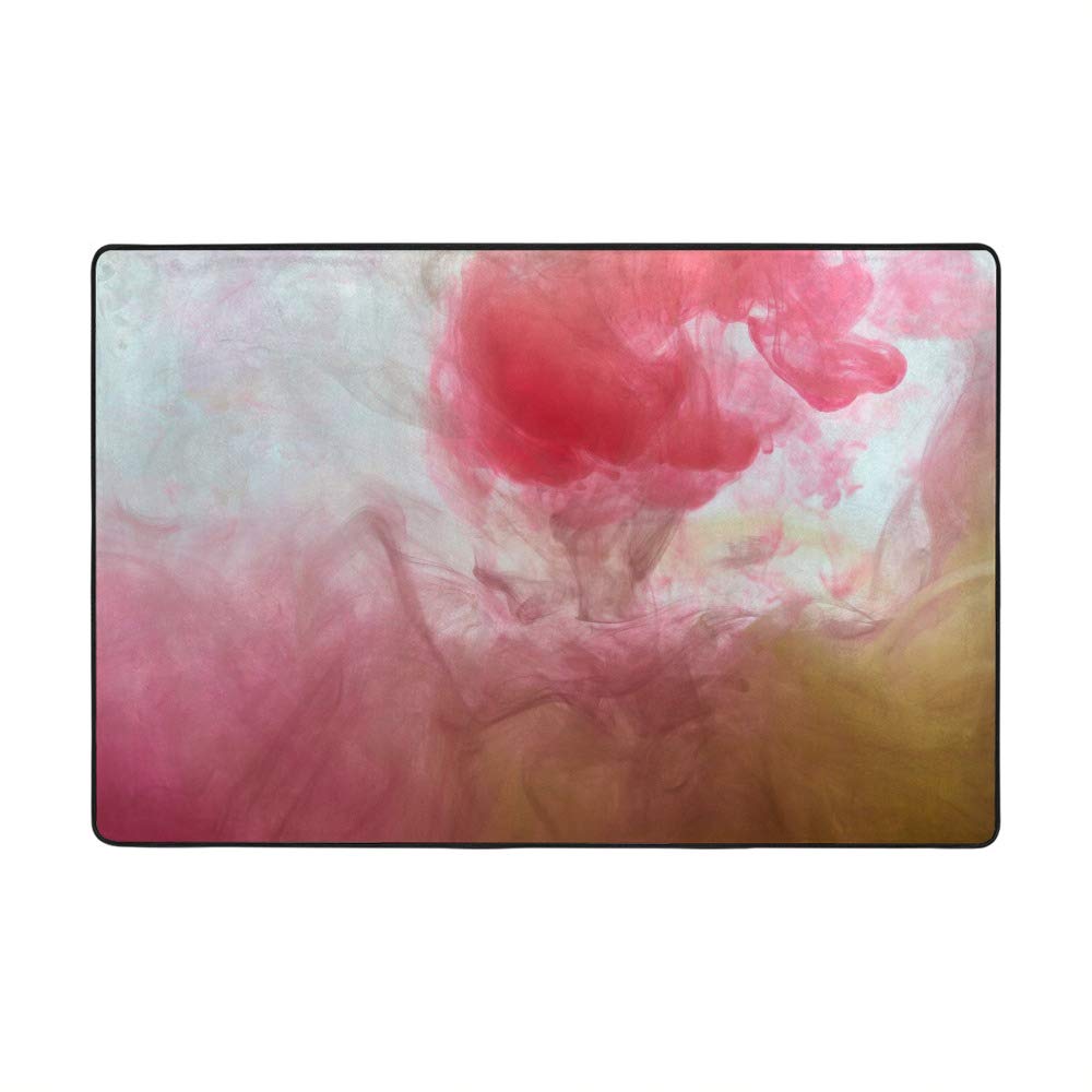 Tapis de salon avec encre rose 183x122 grand tapis de sol en velours corail pour chambre et séjour