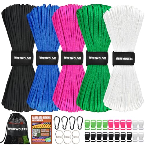 WEREWOLVES 550 Paracord Kits 100ft Each Color - 5 Colors