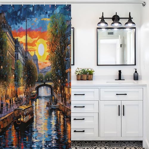 Rideau de douche en tissu polyester architecture urbaine chic