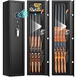Biometric Fireproof Rifle Gun Safe, Heavy Duty Anti-Theft Gun Safes for Home Rifles and Pistols, Qui