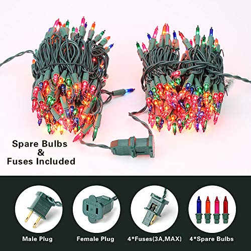 Image of BrizLabs Multicolored Christmas Lights, 69.6ft 300 Count Connectable Christmas Tree Lights, 120V UL Certified Incandescent Light String, Mini Xmas Light for Indoor Xmas Holidays Home Decoration
