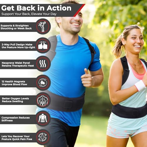 Precision Orthomedics ® Posture Corrector For Men Women – Neoprene Magnetic Posture Corrector with 12 Magnets For Bad Back Posture Support - Pain Relief (Black, Medium: (31-34 inches)) - Image 7
