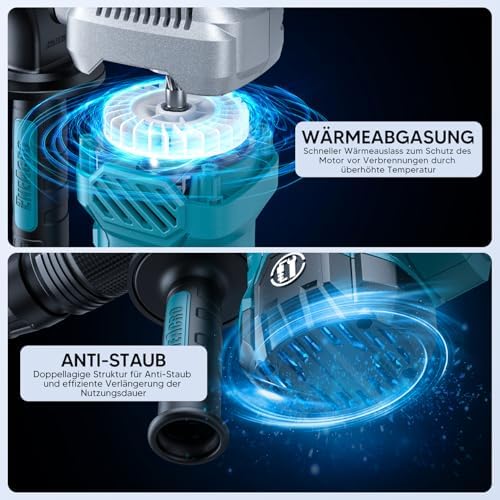 Bild 2 - ENEACRO SDS-Max Abbruchhammer Stemmhammer für Beton, 1300W 20 Joule Schwerlast Elektrischer Schlaghammer, Vibration Kontrolle, Schale aus Aluminiumlegierung, Inklusive Werkzeugtasche und Meißels