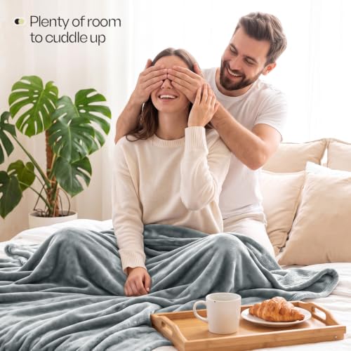 Image of Utopia Bedding Fleece Blanket Queen Size Cool Grey 250GSM Luxury Fuzzy Soft Anti-Static Microfiber Bed Blanket (90x90 Inches)