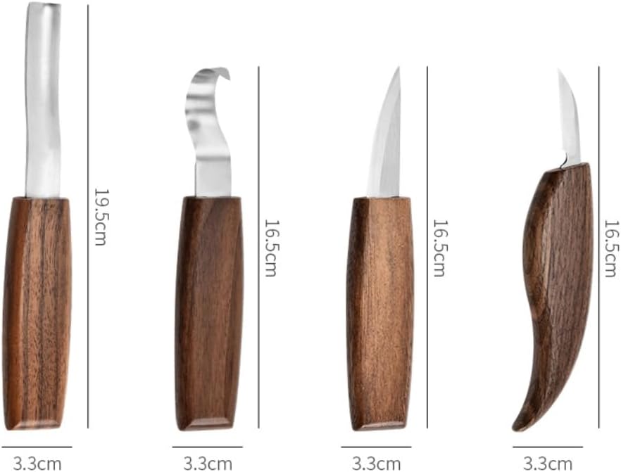 Wood spoon carving knife set - 6-piece set of spoon-making tools - knife and hook for cutting - right-hand bowl and cup - beginner-friendly - professional wood carving kit