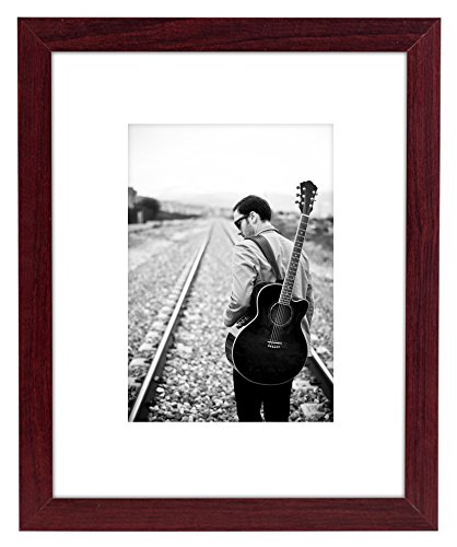 Americanflat 8x10 Brown Wood Picture Frame - Made to Display Pictures 5x7 with Mat or 8x10 Without Mat - Made for Desktop, Vertical and Horizontal Wall Display