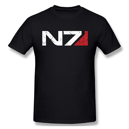 DSion Mens Mass Seven Eff Sevenect Mass Effect N7 Adult Short Sleeve T-Shirt - Large - Black