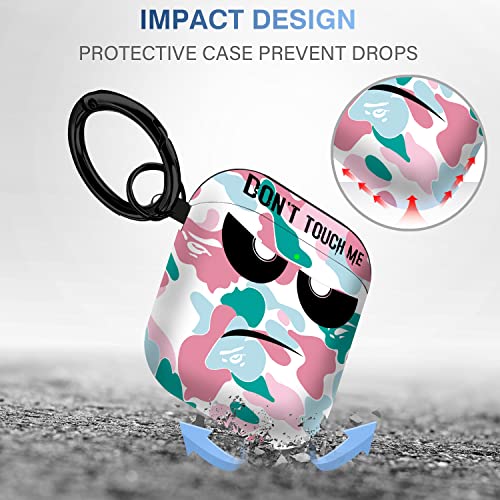 Image of for Airpods Case, Don't Touch Me for Airpods Cover with Keychain Soft Cute Shockproof Cover for Women Men Compatible with for Airpods 2 /1 Charging Case,Pink