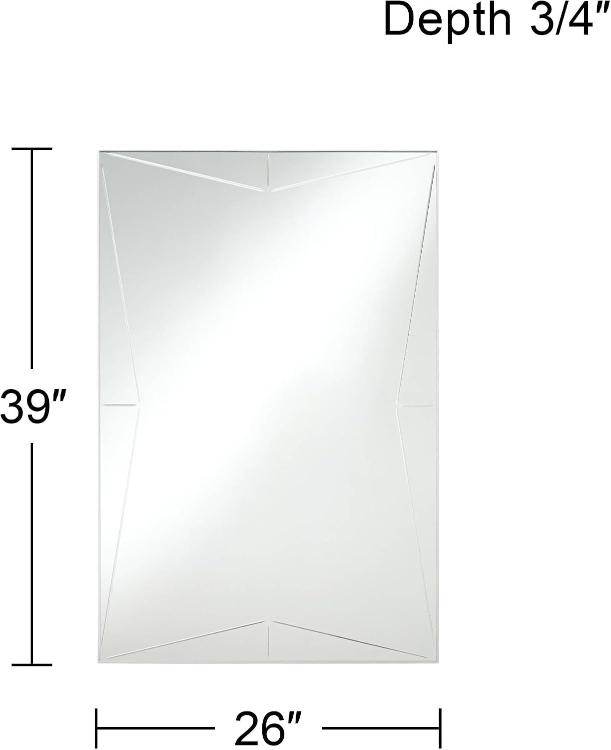 Possini Euro Design Relevei Silver 26" x 39" Rectangular Wall Mirrors Set of 2