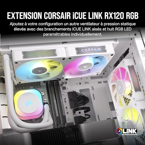 CORSAIR iCUE Link RX120 RGB 120mm Ventilateur PWM - Palier à Dôme Magnétique - Ventilateur Simple - Blanc