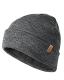 FURTALK Classic Beanie Mütze Herren mit Weichem Fleecefutterr Unisex Strickmütze Warm Bequem Wintermütze für Damen Dunkelgrau