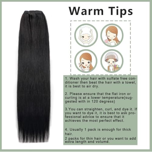 Extensiones de cabello humano negro natural brasileño con clip 8 piezas 5