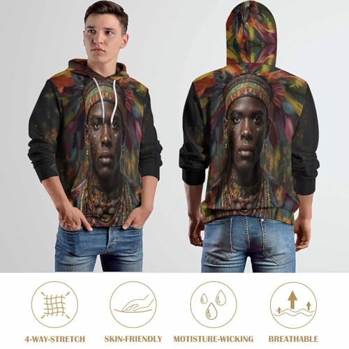 Pull de course décontracté à capuche sweat homme imprimé tribal - 6