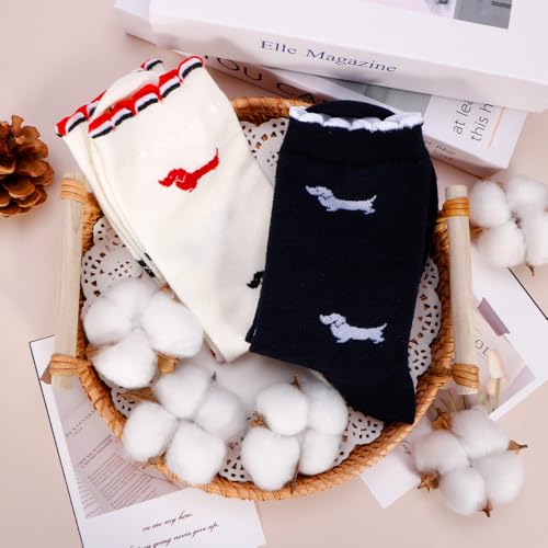 trabag 3 Paar Dackel Socken 39-42, Dackel Deko Geschenke für Damen, Geschenk für Hundebesitzer, Lustige Dachshund Socken für Frauen, Geschenk für Frauen