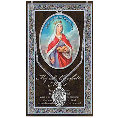 Rosemarie Collections Women's Religious Christian Medal Pendant On Stainless Steel Necklace with Biography and Picture Folder, 18"4