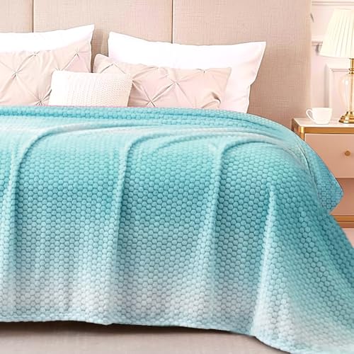 Image of Cortina Jacquard All Season Blanket Double Size Summer AC Blanket Winter Warm Lightweight Reversible Throw Soft Cozy Plush Fuzzy Blanket for Bed Couch Sofa (Aqua, 200x230 cm) Color May Vary