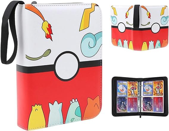 Fhioevt Verzamelkaartenalbum Verzamelkaartenmap met Hoezen Kaarthouder met 50 Pagina’s Afneembare Verzamelkaartenalbumhouder 400 Zakken Verzamelalbum voor Pokemon-kaarten Opbergalbum