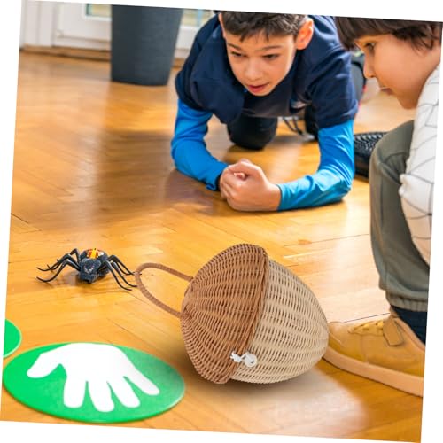Panier rotin tressé animaux Cabilock couvercle boîte rangement durable - 6