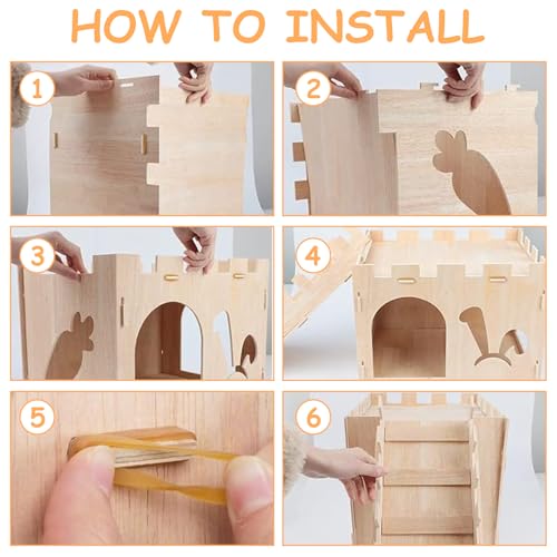 Ysislybin Wooden Rabbit Castle - Large House for Guinea Pigs Hamsters, Chinchillas, Ferrets With Removable Design - Image 4