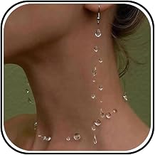 Frodete Water Drop Necklace Earrings Set for Women Clear Teardrop Drop Jewelry Dewdrop Necklace Clear Earrings Minimalist Gift
