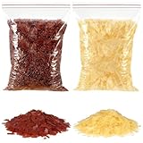 1.1 Lb/ 17.6 oz Shellac Flakes Blonde Finish Shellac for Household Wood Home Wood Craft Decoration Household Painting Supplies, Light Yellow and Dark Purple