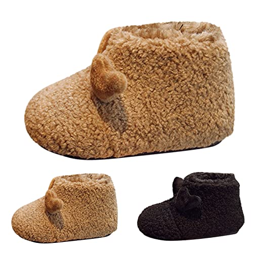 Winter Children Toddler Ankle Boots Shoes Boys Girls Flat Plush Warm Booties Comfortable Cartoon Indoor Slippers (Black, 6-7 Years Little Child)4