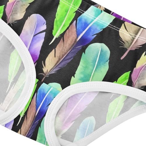 Durable Girls Underwear Toddler 2t Cotton Little Girl Panties Watercolor Green Feathers Black Undies Kids Briefs4